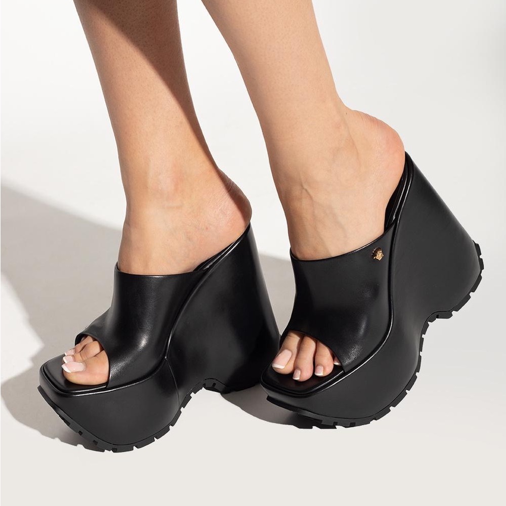 Versace Black Triplatform Mules BNWOB
